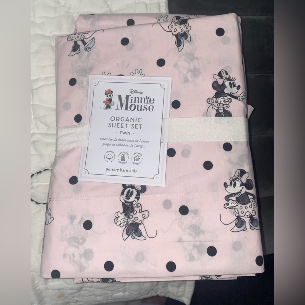 Pottery Barn Kids Disney Minnie Mouse twin  Sheet Set with pillow sham - Picture 2 of 10